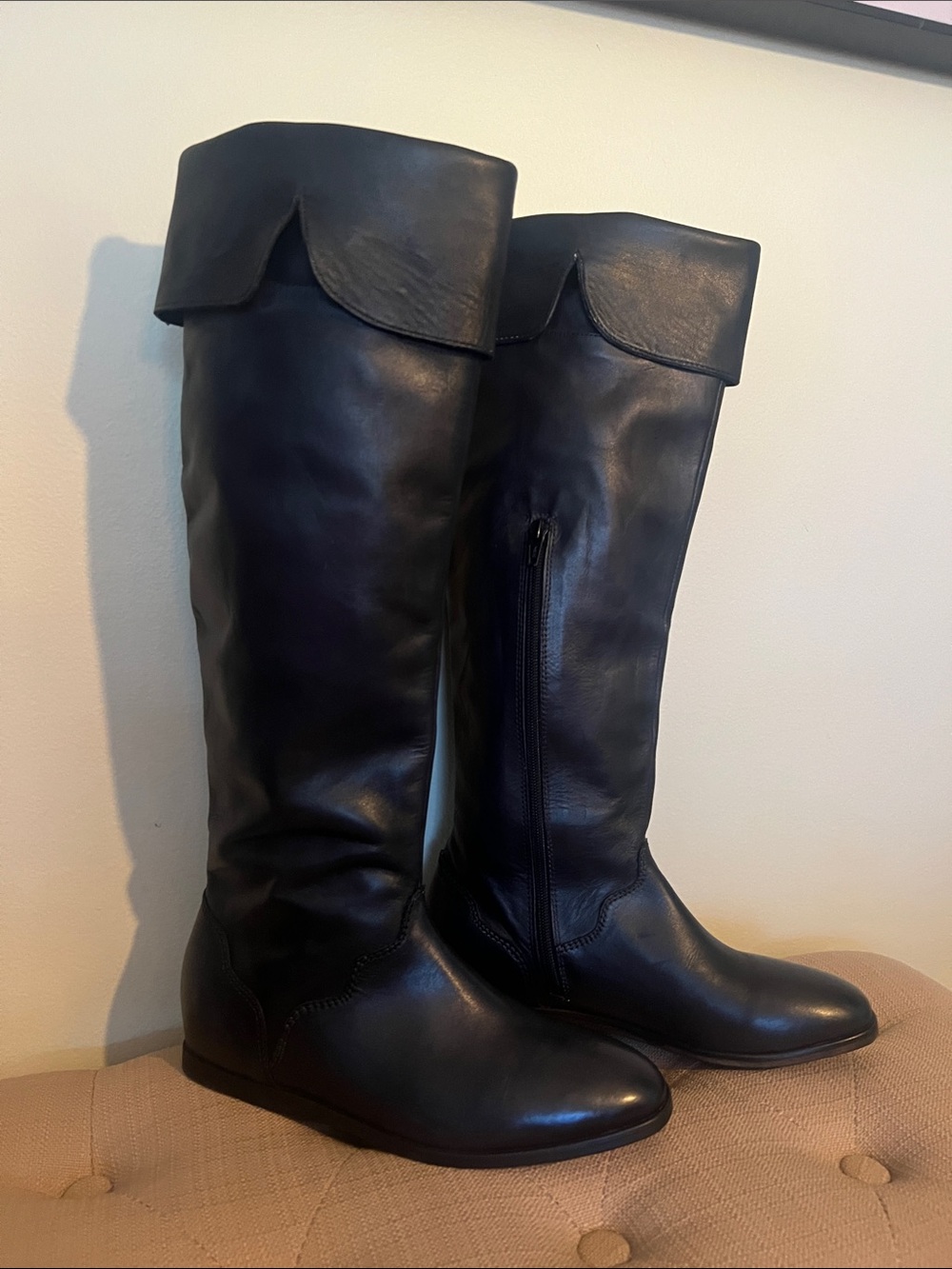 Vintage Foundry Co. Black Leather Knee-High Riding Boots